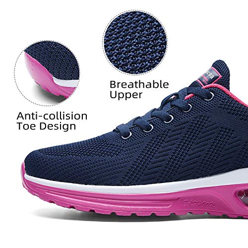 Lamincoa Women's Air Athletic Running Shoes Lightweight Breathable Fashion Sneakers Gym Training Shoes Tennis Casual Sneaker Blue-Rose 9