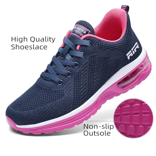 Lamincoa Women's Air Athletic Running Shoes Lightweight Breathable Fashion Sneakers Gym Training Shoes Tennis Casual Sneaker Blue-Rose 9