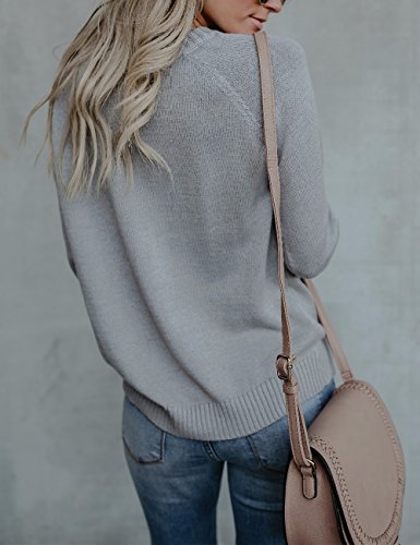 shermie Womens Pullover Sweaters Long Sleeve Crewneck Cute Heart Knitted Sweaters Grey, Medium