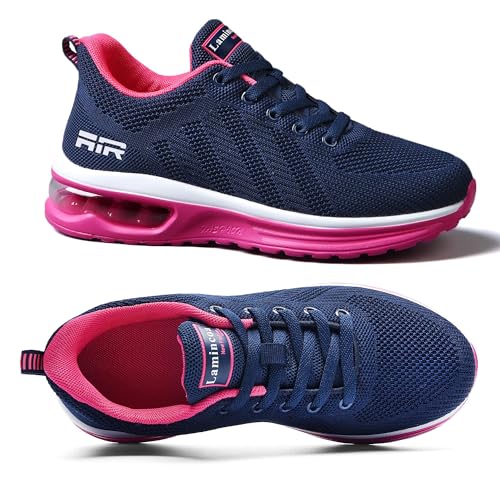 Lamincoa Women's Air Athletic Running Shoes Lightweight Breathable Fashion Sneakers Gym Training Shoes Tennis Casual Sneaker Blue-Rose 9
