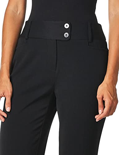 Rafaella Women's Curvy Fit Gabardine Bootcut Stretch Dress Pants, 30 Inch Inseam, with Pockets (Size 4-16), Black, 14