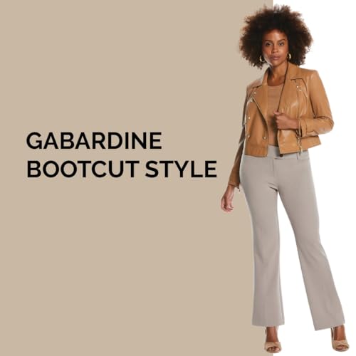 Rafaella Women's Curvy Fit Gabardine Bootcut Stretch Dress Pants, 30 Inch Inseam, with Pockets (Size 4-16), Black, 14