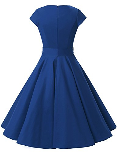 Dressystar DS1956 Women Vintage 1950s Retro Rockabilly Prom Dresses Cap-Sleeve S Royal Blue