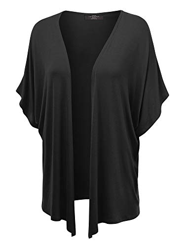 MBJ Womens Short Sleeve Dolman Cardigan XXL Black