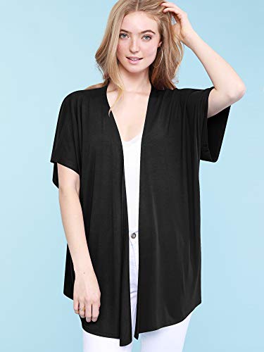 MBJ Womens Short Sleeve Dolman Cardigan XXL Black