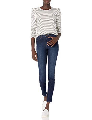 Amazon Essentials Women's Supersoft Terry Pleated-Sleeve Sweatshirt (Previously Daily Ritual), White/Black, Stripe, X-Large