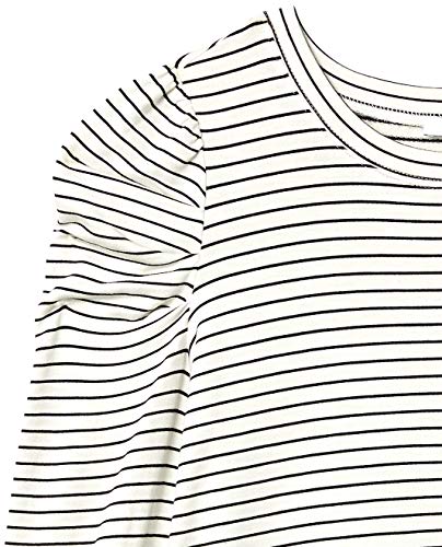 Amazon Essentials Women's Supersoft Terry Pleated-Sleeve Sweatshirt (Previously Daily Ritual), White/Black, Stripe, X-Large