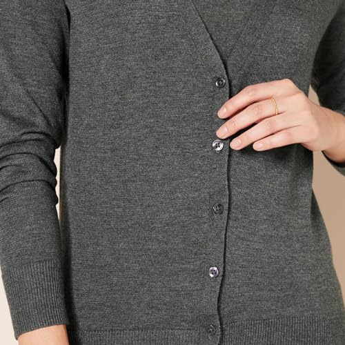 Amazon Essentials Women's Lightweight Vee Cardigan Sweater (Available in Plus Size), Charcoal Heather, X-Large