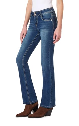 WallFlower Women's Luscious Curvy Bootcut Mid-Rise Insta Stretch Juniors Jeans (Standard and Plus), Twinkle, 9 Long