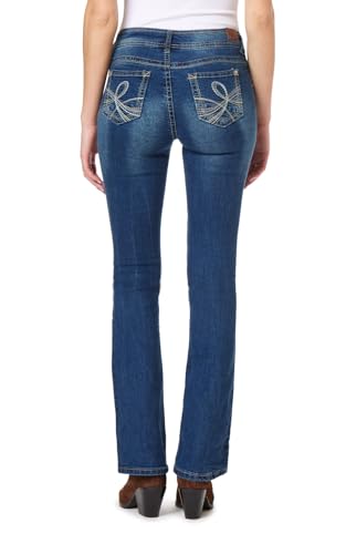 WallFlower Women's Luscious Curvy Bootcut Mid-Rise Insta Stretch Juniors Jeans (Standard and Plus), Twinkle, 9 Long