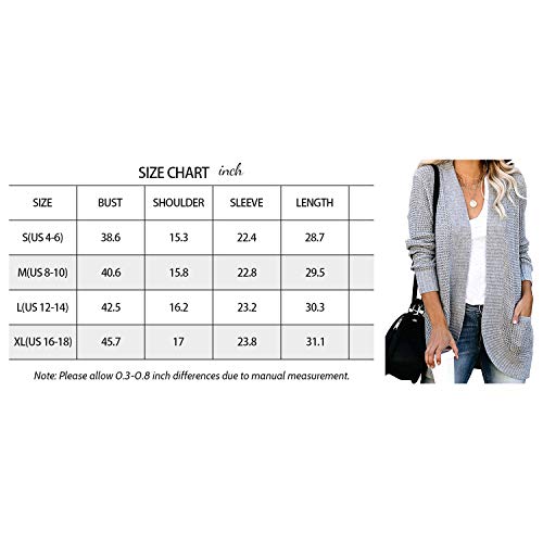MEROKEETY Womens Long Sleeve Open Front Cardigans Chunky Knit Draped Sweaters Outwear A-Grey