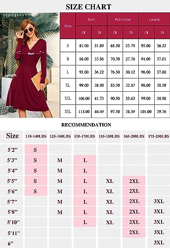 WEACZZY Casual Dresses for Women Long Sleeve Flowy Dress Empire Waist Winter Holiday Dresses with Pockets, Green, Small
