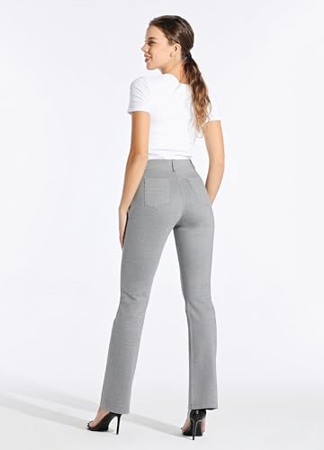 Willit 31" Women's Yoga Dress Pants Bootcut Work Slacks Pants Stretch Office Casual Belt Loops Pants 4 Pockets Light Charcoal L
