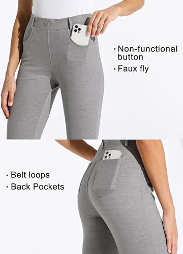 Willit 31" Women's Yoga Dress Pants Bootcut Work Slacks Pants Stretch Office Casual Belt Loops Pants 4 Pockets Light Charcoal L