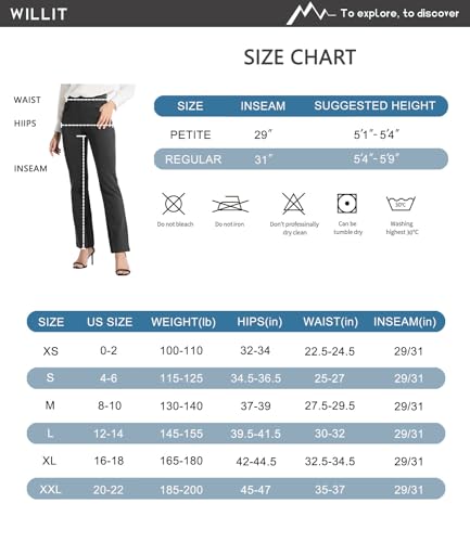Willit 31" Women's Yoga Dress Pants Bootcut Work Slacks Pants Stretch Office Casual Belt Loops Pants 4 Pockets Light Charcoal L