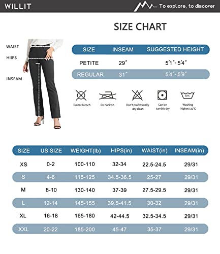 Willit 31" Women's Yoga Dress Pants Bootcut Work Slacks Pants Stretch Office Casual Belt Loops Pants 4 Pockets Light Charcoal L