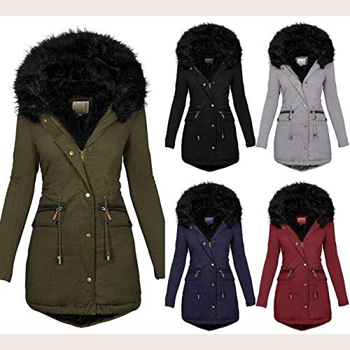 LUGOGNE Winter Coats for Women Warm Hooded Outerwear Solid Thick Padded Jacket Loose Fleece Oversized Hooded Coat