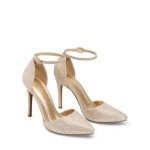 DREAM PAIRS Women's Oppointed-Lacey Gold Glitter Fashion Dress High Heel Pointed Toe Wedding Pumps Shoes Size 7.5 M US