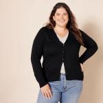 Amazon Essentials Women's Lightweight Vee Cardigan Sweater (Available in Plus Size), Black, Large