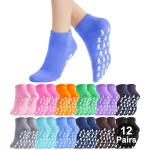 jeuhut 12 Pairs Non Slip Skid Socks for Women, Slipper Socks with Grippers for Hospital Yoga Pilates(foot)