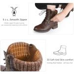 STQ Women's Combat Boots Ankle Boots Fashion Non-Slip Brown 6.5
