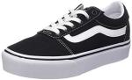 Vans Women’s Ward Platform Canvas Low-Top Sneakers, Black ((Canvas) Black/White 187), 4.5 UK