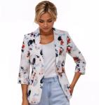 Womens 3/4 Sleeve Lightweight Office Work Suit Jacket Boyfriend Blazer (1905 White, XL)