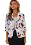 Womens 3/4 Sleeve Lightweight Office Work Suit Jacket Boyfriend Blazer (1905 White, XL)