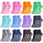 jeuhut 12 Pairs Non Slip Skid Socks for Women, Slipper Socks with Grippers for Hospital Yoga Pilates(foot)