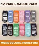jeuhut 12 Pairs Non Slip Skid Socks for Women, Slipper Socks with Grippers for Hospital Yoga Pilates(foot)