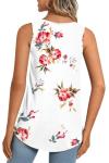 LONGYUAN Women's Casual Tunics Sleeveless Loose Fit Tank Top Cute Pleated Print Blouse Floral White X-Large