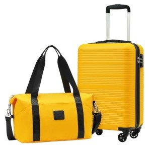 Lightweight Hard Shell Cabin Luggage Set - Yellow/Black