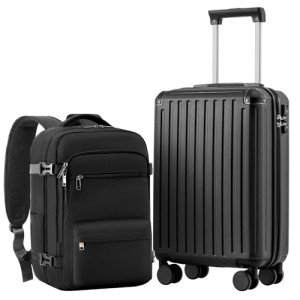 COOLIFE Hard Shell Cabin Luggage Set - Black