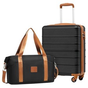 Coolife Black Hard Shell Cabin Luggage Set