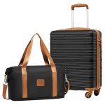 Coolife Black Hard Shell Cabin Luggage Set