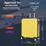 FLYMAX 56x45x25cm Lightweight Cabin Luggage - Yellow