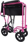 Compact Folding Steel Transit Wheelchair - Pink