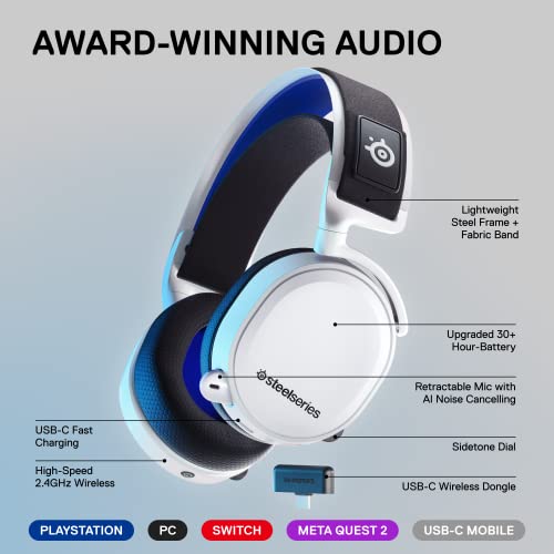SteelSeries ARCTIS 7P+ Wireless Gaming Headset - White