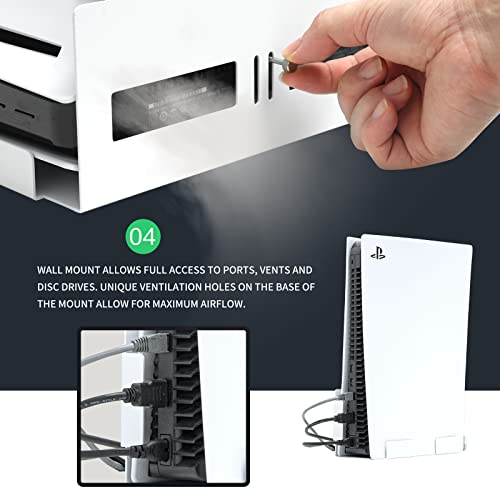 PS5 Wall Mount Kit with Controller Holder & Storage