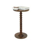 Fultyle Round Side Table, Small Drink Table for Small Spaces, Modern Accent Nightstand with Solid Wood Leg for Living Room, Bedroom, Corners, and Office (Rustic Brown)