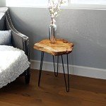 WELLAND Natural Edge End Table, Wood Side Table, Nightstand, Plant Stand 20.5" Tall，Unique desktop