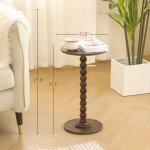 Fultyle Round Side Table, Small Drink Table for Small Spaces, Modern Accent Nightstand with Solid Wood Leg for Living Room, Bedroom, Corners, and Office (Rustic Brown)