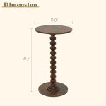 Fultyle Round Side Table, Small Drink Table for Small Spaces, Modern Accent Nightstand with Solid Wood Leg for Living Room, Bedroom, Corners, and Office (Rustic Brown)
