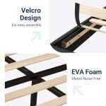 Allewie Queen Size Platform Bed Frame with Fabric Upholstered Headboard and Wooden Slats Support, Fully Upholstered Mattress Foundation/No Box Spring Needed/Easy Assembly, Dark Grey