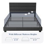 Allewie Queen Size Platform Bed Frame with Fabric Upholstered Headboard and Wooden Slats Support, Fully Upholstered Mattress Foundation/No Box Spring Needed/Easy Assembly, Dark Grey