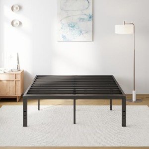 COMASACH Queen Bed Frame Heavy Duty,18" Black Metal Platform Bed Frame,Sturdy Steel Frame,No Box Spring Needed,Noise-Free,Easy Assembly