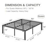 COMASACH Queen Bed Frame Heavy Duty,18" Black Metal Platform Bed Frame,Sturdy Steel Frame,No Box Spring Needed,Noise-Free,Easy Assembly
