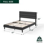 ZINUS Full Piper Upholstered Platform Bed with Horizontal Paneled Headboard, Wooden Slat Support, No Box Spring Needed, Easy Assembly, Eco Friendly Packaging, Dark Grey
