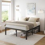 COMASACH Queen Bed Frame Heavy Duty,18" Black Metal Platform Bed Frame,Sturdy Steel Frame,No Box Spring Needed,Noise-Free,Easy Assembly