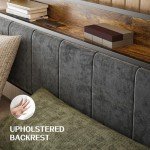 Full Bed Frame with Storage Charging Station Headboard, Smart LED Light, Metal Platform Bed No Box Spring Required, Easy Assembly, Noise Free